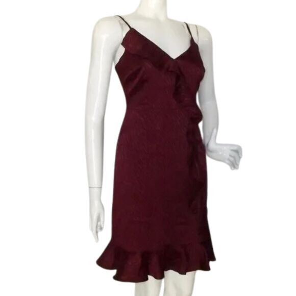 new LULUS Dress, S, Hewitt, Jacquard Zebra stripe, Spag Straps, Ruffle Hem Satin - Picture 3 of 15